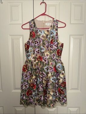 Just Me Beige Dress with Multicolor Floral Embroidery
